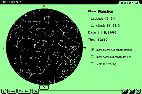 Star Chart Solar Eclipse Munich 99/08/11